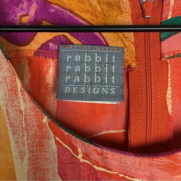 VINTAGE Rabbit Rabbit Rabbit Designs Dress Abstract Print 80s 90s Style Size 6 - Picture 9 of 12